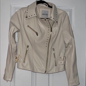 Chelsea DeBoer by Lily & Lottie Cream Studded Moto Jacket